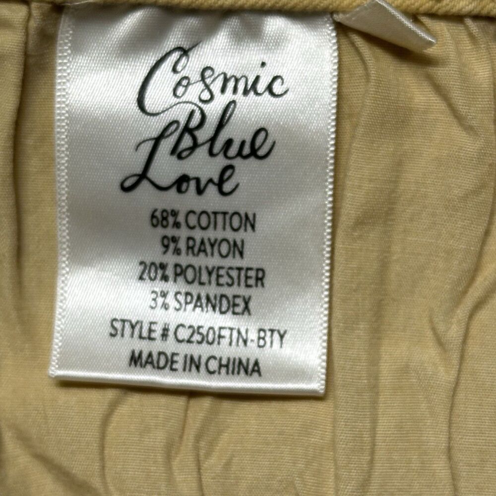 Cosmic Blue Love Womens 32 Jeans Beige Straight Crop Stretch Slit Hem EUC - Picture 5 of 10